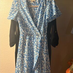 Floral Blue Wrap Dress